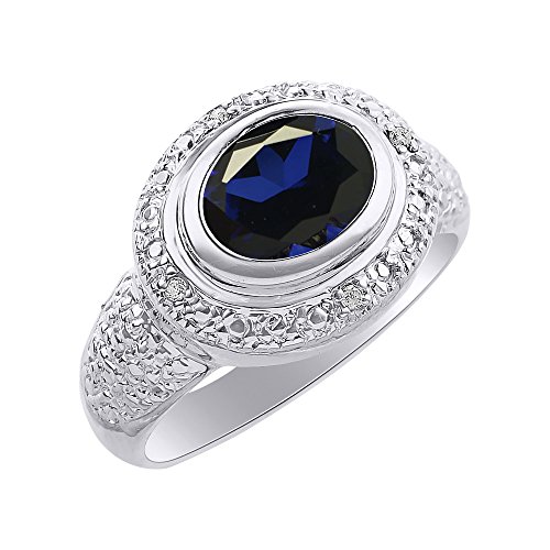 Bague diamant saphir et argent sterling, le cadeau de fiançailles ou d'anniversaire idéal