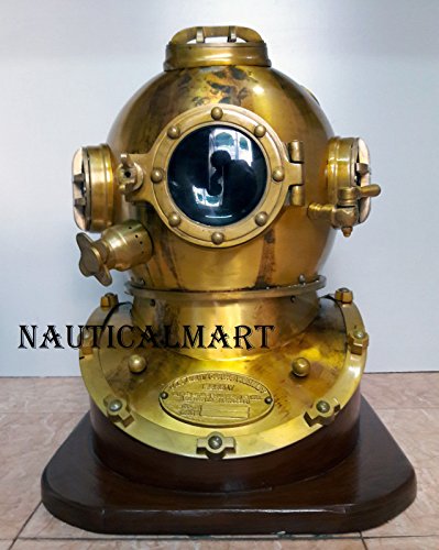 Antique Diving Divers Helmet Solid Steel U.S Navy Mark V Full Size 18 Inch