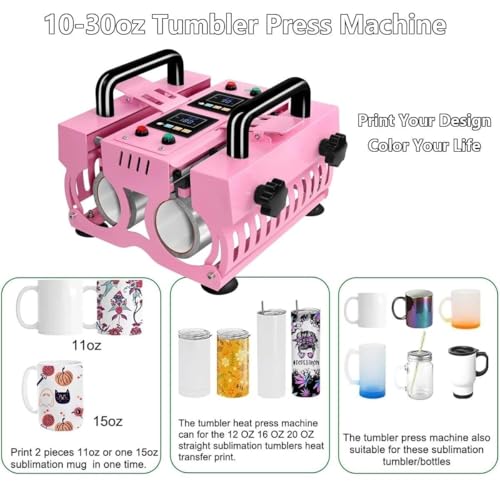 Prensa térmica para tazas 11-30 oz doble estación 1000 W miniatura 2
