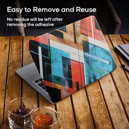 Image of Galaxsia Abstract Pattern Top+Wrist Pad Vinyl Laptop Skin /Sticker /Cover Upto 15.6 Inches Laptops Laminated-Removable-HD Quality Compatible for Hp-Dell-Sony-Lenovo-Asus etc.(15x10 Inches)
