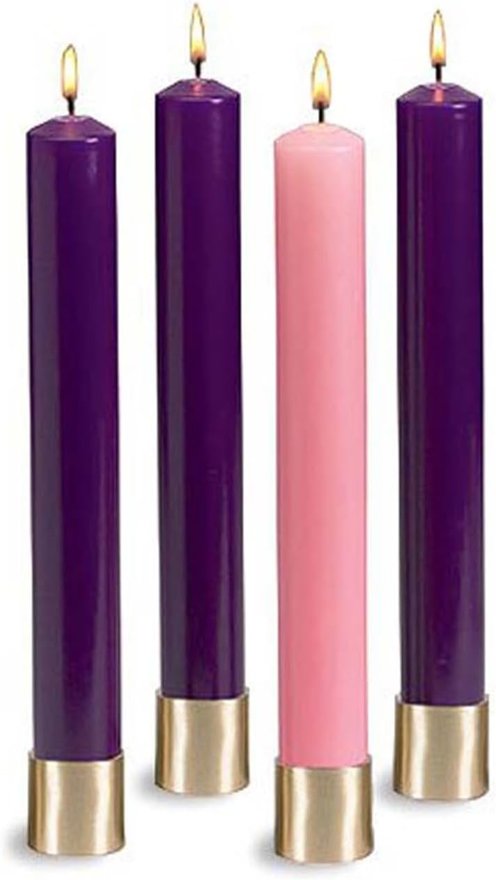Trinity Church Supply 16 Inch Polar Advent Candle Set Purple and Pink Dripless Clean Burning Smokeless Dinner Paraffin Wax Candles for Home Decoration, 1-1/2 Dia. x 16 Height,