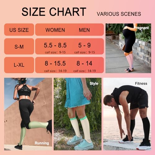 Image of Iseasoo 4 Pairs Compression Socks for Women Circulation-Best Support for Nurses,Running,Athletic,Travel