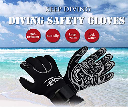 3MM Neoprene Gloves Anti Scratch and Keep Warm for Scuba Diving Winter Swim Spearfishing Kayaking Surfing,Black,XL