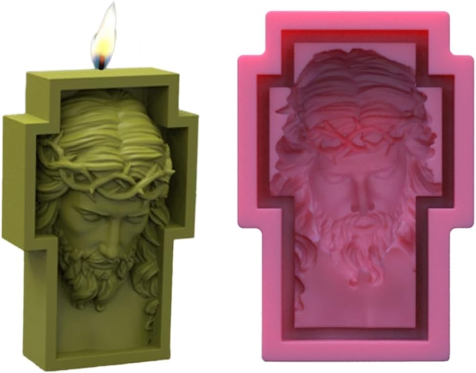 Generic Man Head Statue Decoration Candle Silicone Mold Epoxy DIY Decoration Making Soap Melt Resin Christmas Home Decorations, As shown in the figure