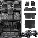 Bomely Floor Mats Compatible with 2021-2025 2026 Nissan Rogue Trunk Mat Cargo Liner TPE All Weather Back Seat Cover Protector 2024 Rogue Accessories (Rear Trunk Mat+Backrest Mats+Floor Mats)