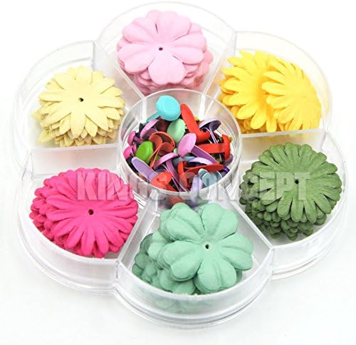 Colorful Paper Flower Brads for DIY Alubm, Scrapbooking Embellishment Set G