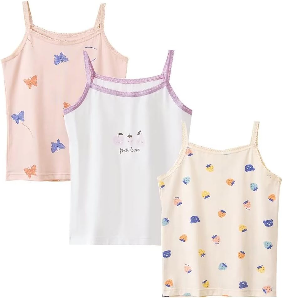 benetia Girls' Soft Cotton Undershirts 3-Pack