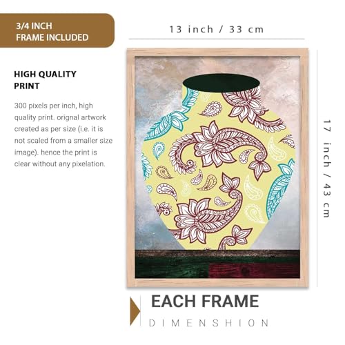 Image of kotart Set of 3 Framed Paintings for Wall Decoration Abstract Paintings Modern Art Wall Painting for Living Room Bedroom - Paintings with Frame (Art 9, 13x17 inch)
