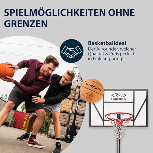 HUDORA Basketball Größe 7 orange, unaufgepumpt - Indoor & Outdoor Gummi-Basketball für Kinder, Jugendliche & Erwachsene - Griffiger Basketball aus Naturgummi für Anfänger & Fortgeschrittene