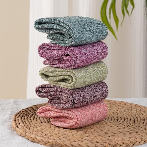 Image of Wool Socks 5 Pairs Thickened Warm Winter Socks Cozy Gifts for Women Christmas Warmth Socks