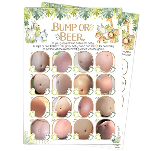Pink Bee Parties Bump or Beer - Safari Theme Baby Shower Game - 20 Players