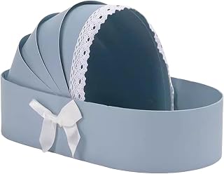 Nishiyuenyi Baby Shower Box Flower Box Cradle Floral Basket Romantic Wedding Celebration Home Decor Birthday Gift Box Paper Cardboard Box, Blue
