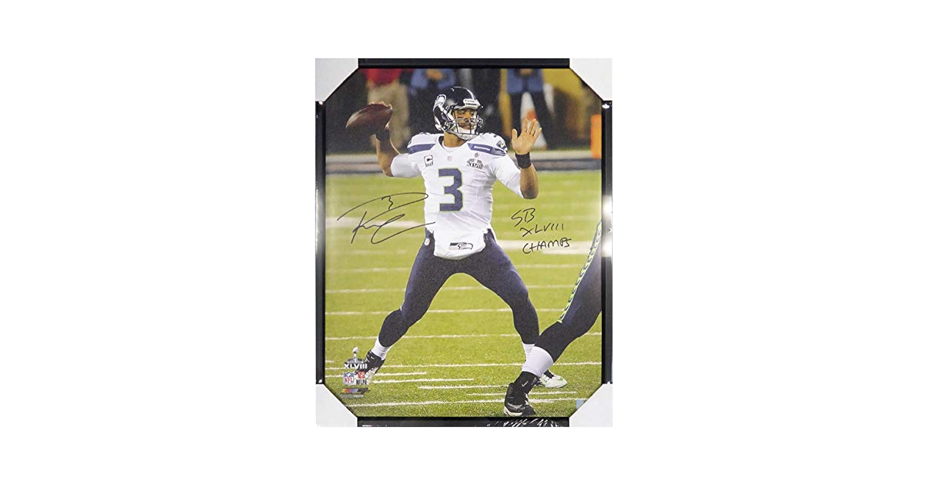 ラッセル・ウイルソン直筆サイン入り超大型写真…Russell Wilson…2 Russell Wilson Autographed Seattle Seahawks Official NFL