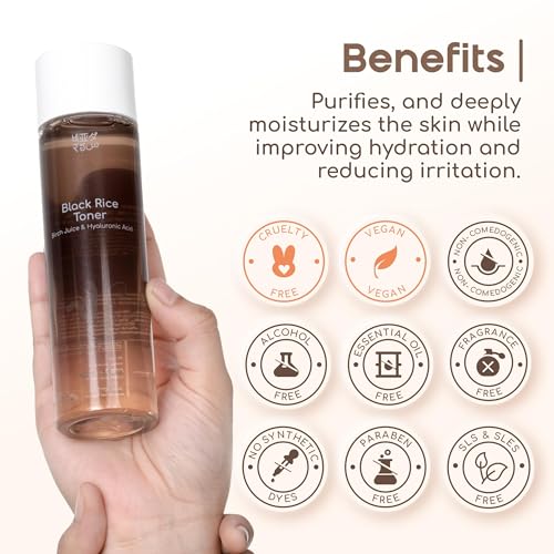 Image of Black Rice Toner With Birch Juice & Hyaluronic Acid For Unisex | Deeply Hydrates, non-comedogenic & Balances Skin's PH | Suitable For All Skin Types | 150ml (Pack of 2)