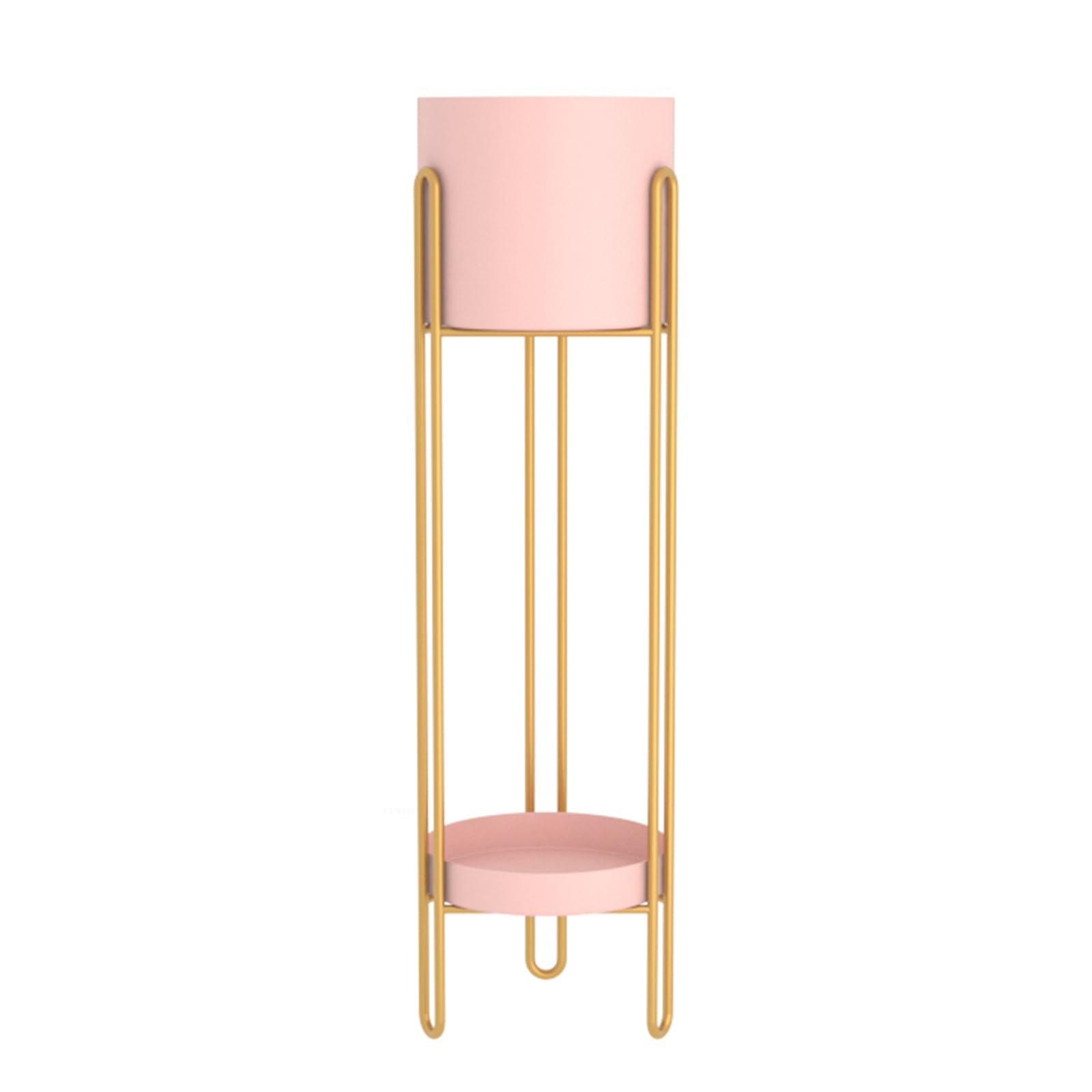 Indoor 2-Tier Gold Plant Stand Metal Planter Stand Metal Floor Decorative Flower Stand Heavy Duty Iron Reusable Wedding Supplies For Display And Decoration With Iron Stand(Pink,23*84cm/9*33.1in)