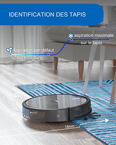 Vistefly M303 Aspirateur Robot Laveur 3000Pa Compatible avec Les Assistants Vocaux&App WiFi, 120 Min Autonomie, IdéAl pour Poils d'animaux Nettoyer Lesles Tapis Les Carreaux Les Sols Durs - Image 5