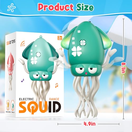 Image of Dancing Squid Baby Toy, Infant Tummy Time Toys for 3-6 Months, Interactive Crawling Octopus with Music & Lights for 6-12, 12-18 Learning Walking Toy for Toddlers 1 Year Old Boys Girls Birthday Gifts