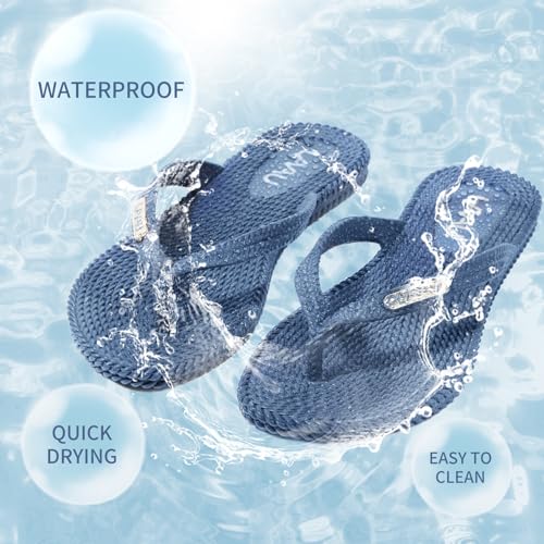 Image of LAVAU Flip Flops for Women, Waterproof Non Slip Thong Sandals for Shower Beach Pool, 100% Recyclable