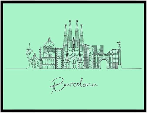 Vista 37 de TJ Originals - Barcelona, Madrid y España vistas de la ciudad, arte de pared ilustrado a mano, decoración de pared de sala de estar - Pósteres