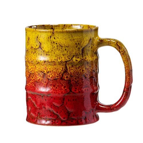 LGQ Coffee Mug,20 oz Coffee Mugs Ceramic Tea Cup Large Coffee Mug for Office and Home - Dishwasher and Microwave Safe Ceramic Coffee Mug(1, Yellow and Red)