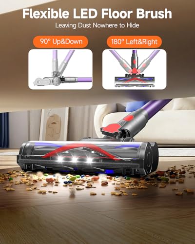 Image of FEPPO Cordless Vacuum Cleaner, Upgraded 70Mins Powerful Vacuum Cleaners for Home with Self-Standing, Touch Screen, Anti-Tangle Stick Vacuum Cordless, Wireless Vacuum for Hardwood Floor /Carpet /Pet Hair