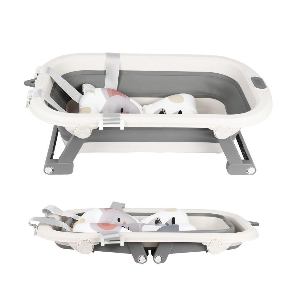 Baignoire Bébé Pliable avec Thermomètre Digital Compacte Portable