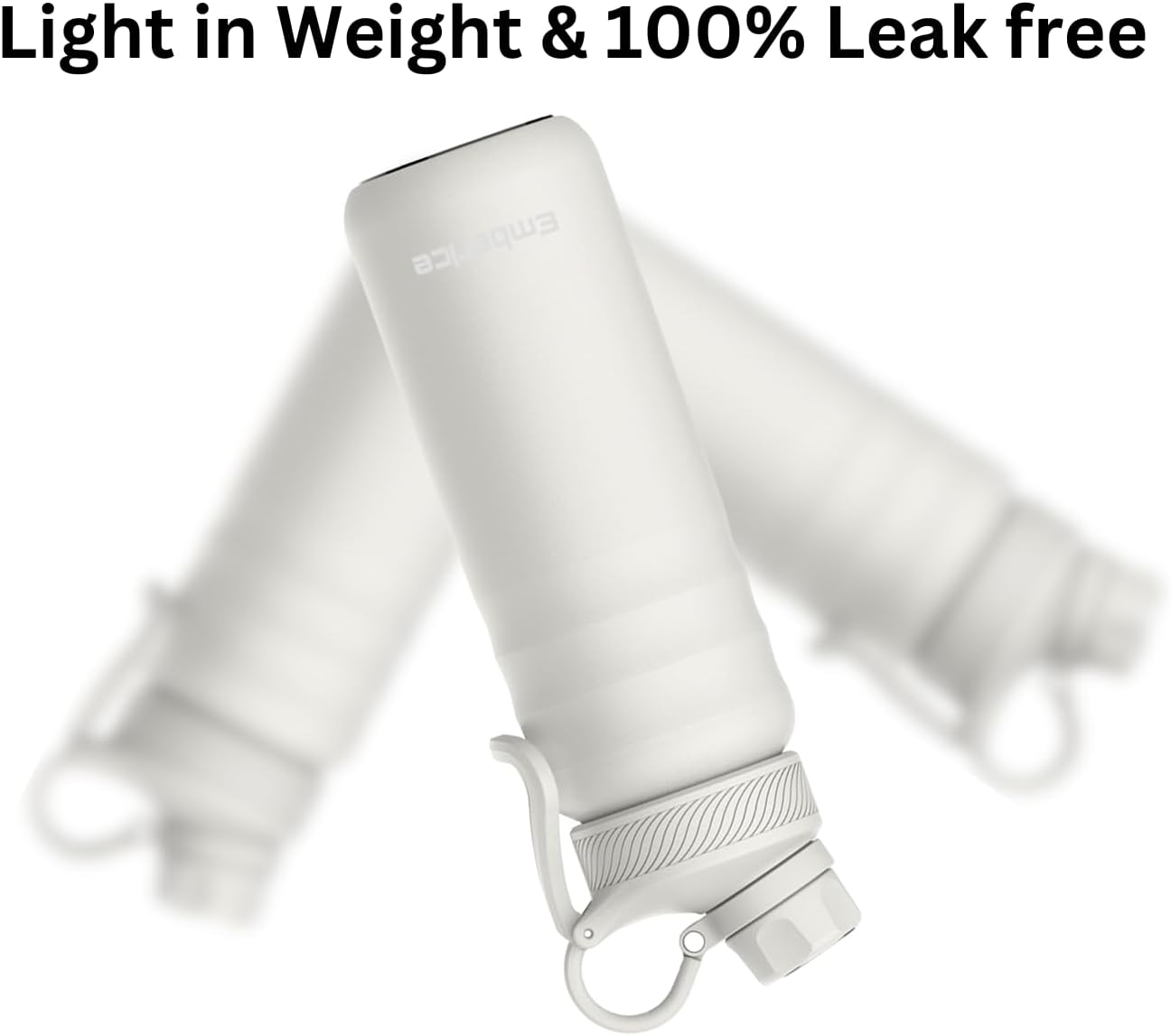 EmberIce double wall Insulated Stainless Steel Water Bottle with Straw, Lid, 12hr Hot and 24hr Cold Drinks, 24 oz (White, 24 oz)
