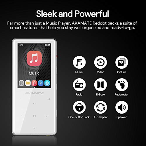 MP3 Player, 16GB Player with Bluetooth 4.2, Music Player with FM Radio, One Click Recording, 2.4" Screen, Built-in Speaker, HiFi Lossless Sound, Support up to 128GB(Earphone, Sport Armband) - Thumbnail 4