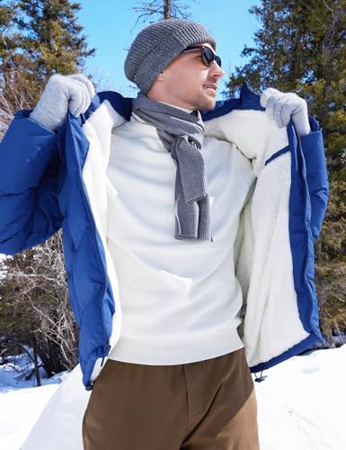 Image of BEST SOUTH Men's Hooded Winter Puffer Jacket Fleece Warm Bubble Coat Outerwear Cold Weather