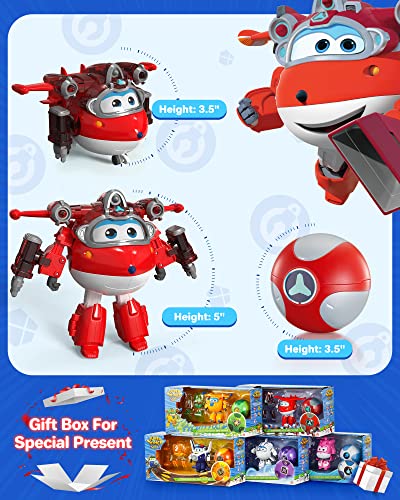 Super Wings Toys,Equipment Upgraded-Super Iron Jett 5" Transformer Toys,Transforming From Toy Jet To Robot Action Figure,Airplane Toy For Kids 3-5 Years Old,Birthday Party Supplies For Kids #TOP3