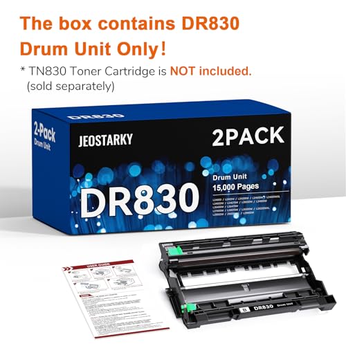 Jeostarky Compatible DR830 Drum Unit (NOT Toner) Replacement for Brother DR830 DR-830 Drum use with HL-L2460DW HL-L2405W HL-L2400D HL-L2480DW MFC-L2820DW MFC-L2820DW XL DCP-L2640DW Printer (2 Pack) — view 6