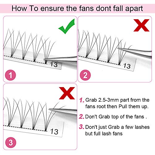 Premade Fans Eyelash Extensions 4D-C-0.10-12 Short Stem Premade Volume Eyelash Extensions .07 .10 C D Curl Pre made Lash Fans 9 to 20 mm Volume Lash Extensions (4D-C-0.10,12mm) — view 5