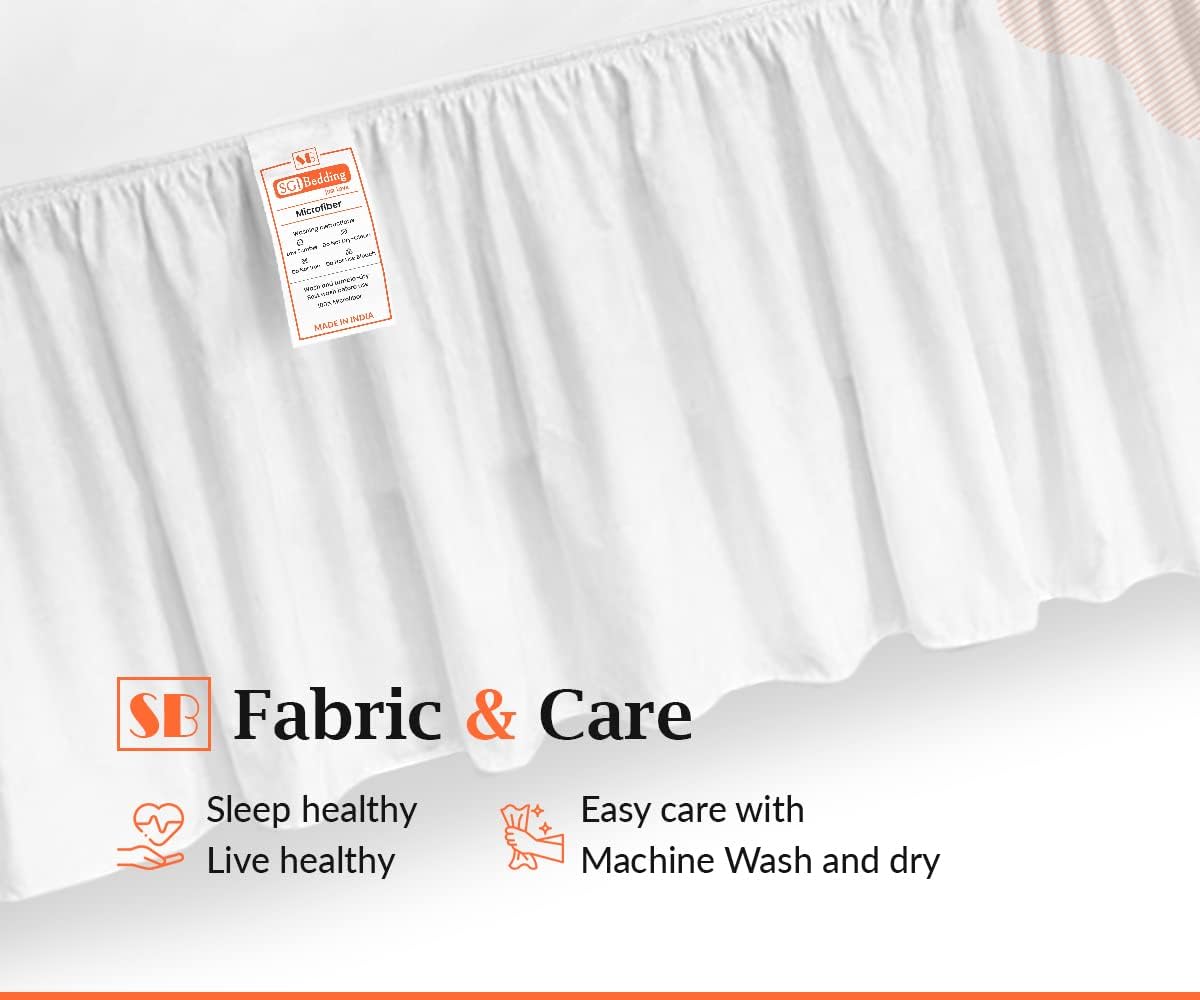 SGI bedding Dorm Bed Skirt Twin XL 32 Inch Drop Length - White, Ruffled Pattern College Dorm Room Bed Skirts - Split Corner, Easy Care, Wrinkle Free 1800 Series Microfiber Bed Skirt