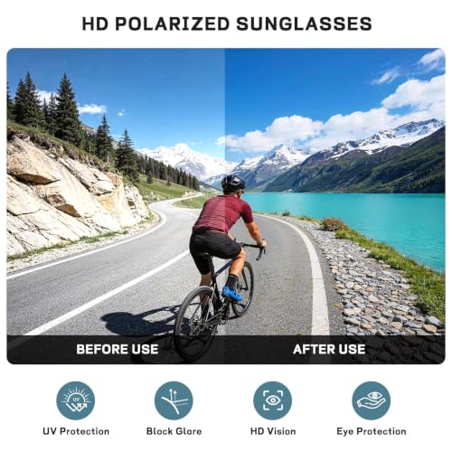 Image of Sport Polarized Sunglasses for Men and Women, Stylish and Lightweight Cycling Sunglasses with UV400 Protection