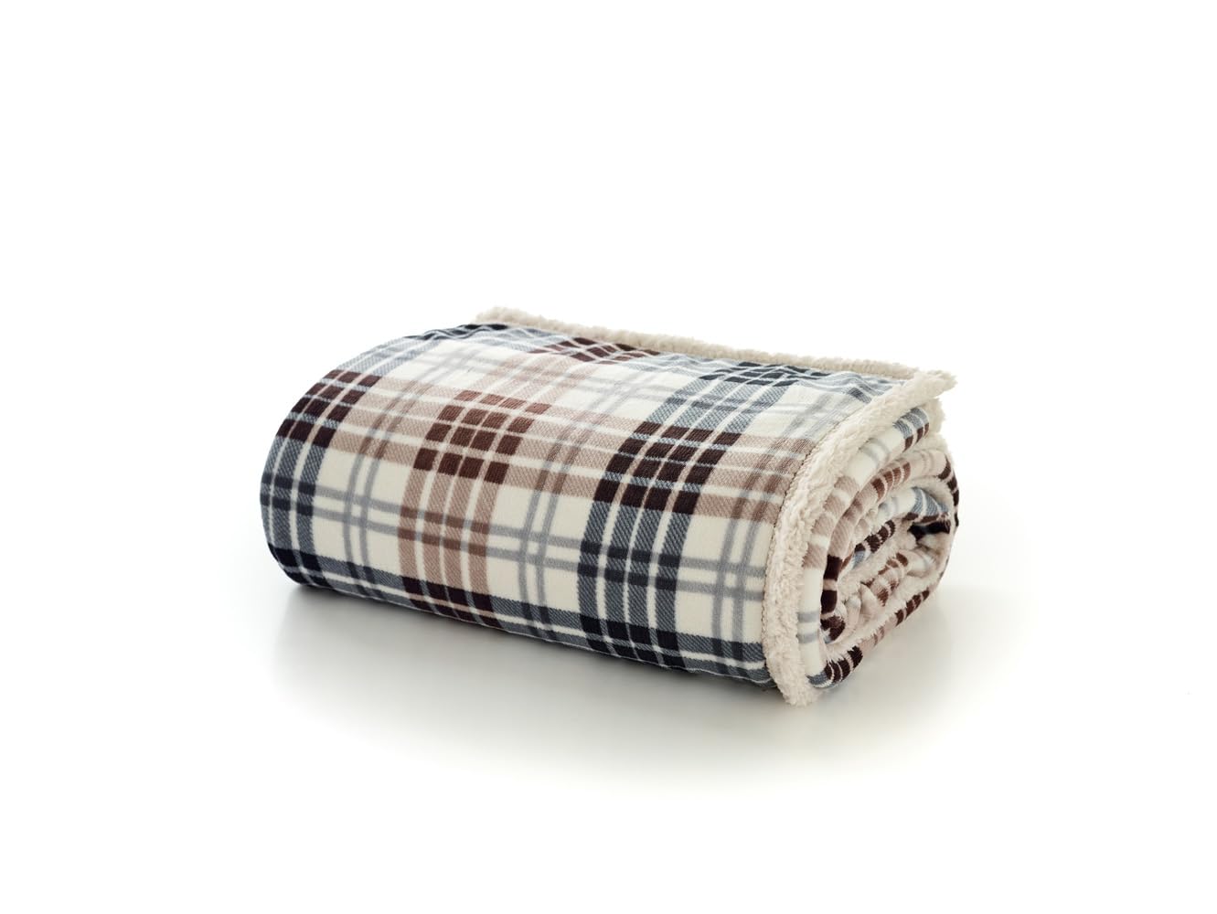 Deyongs Balwin Tartan Throw Navy & Choco 140x180CM – Cosy Reversible Sherpa Fleece Throw Blanket, Super Soft & Warm Sofa/Bed Blanket, Machine Washable, Fast Drying, Lightweight Winter Comfor