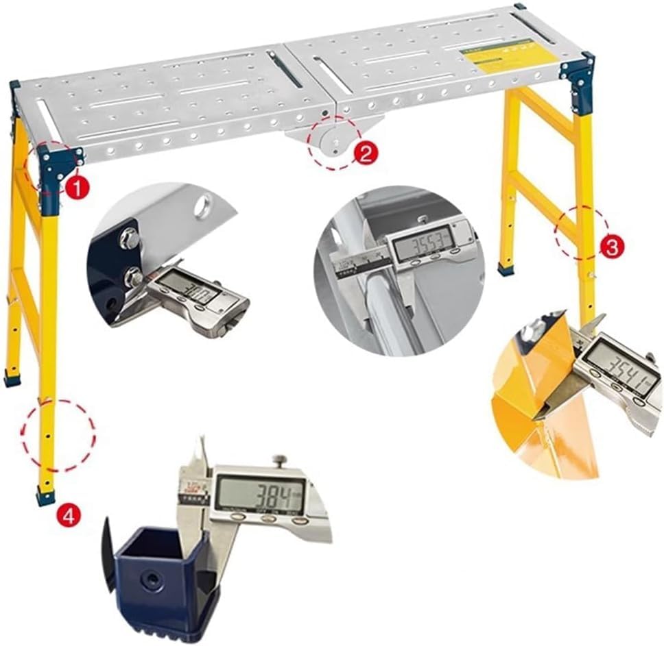 Plataforma de trabajo ajustable y plegable en acero resistente para pintar paredes 4