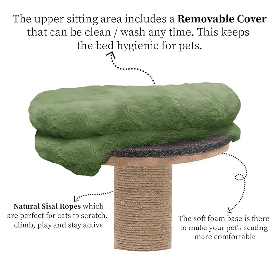 Image of Fur Activity Cat Tree Scratching Post with Natural Sisal Tower for Kittens and Cat (Green - BLOSTER-TOP)