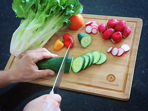 Pristine Bamboo Cutting Boards for Kitchen - With Handles and Juice Grooves - 18 x 12” - Large Wooden Chopping Block - Great for Meat Carving and Charcuterie - Doubles as Cheese Serving Tray