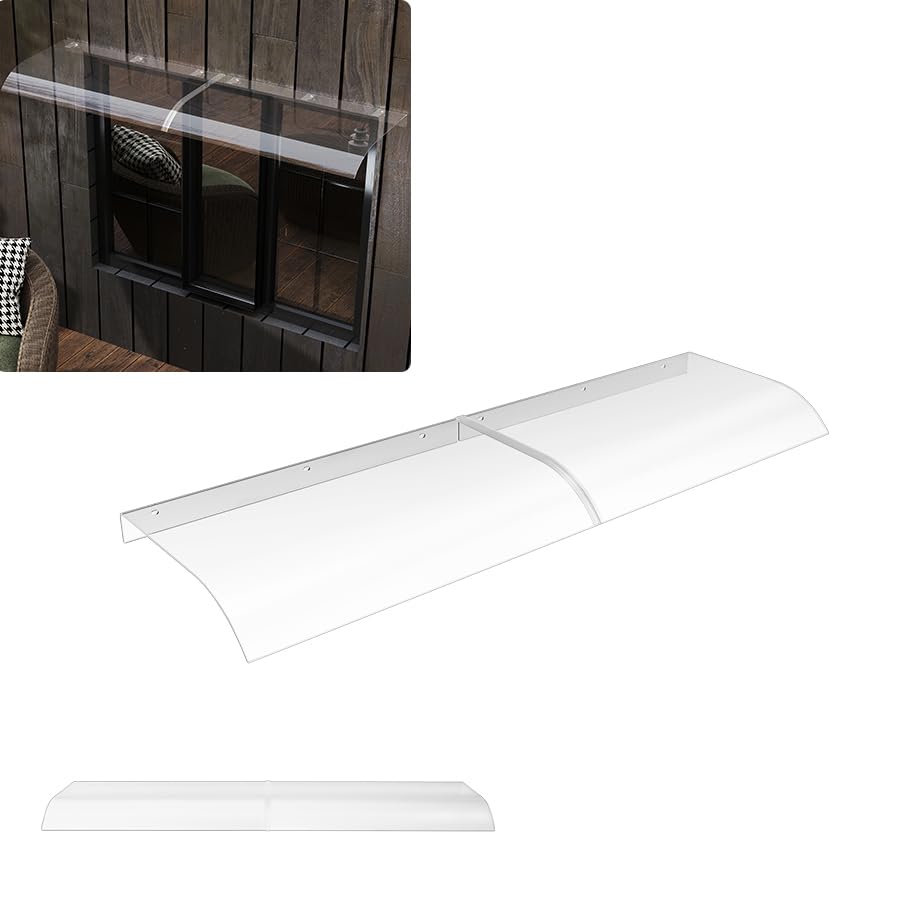 SAILUN Curved Transparent Window Door Awning, Canopy for Front Door Canopy 50x160cm, 3.5mm Thick PET Canopy, UV Protection Rain Snow Shield, Awning for Window, Door, Balcony, Patio, Pet House