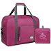 18" Foldable Duffle Bag 30L for Travel Gym Sports Lightweight Luggage Duffel By WANDF, Fuchsia
