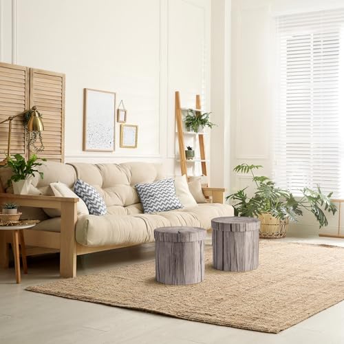 Sorbus Tree Stump Stool, 15 Inch Storage Ottoman & Footrest (1 Pack, Gray) - image 2