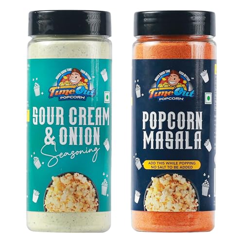 Image of Time Out Popcorn Sour Cream n Onion & Popcorn Masala Powder, Multi Use Seasoning For Pop corn,Snacks,Pack of 2, 100g