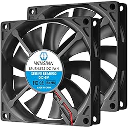 Ventilador 80X80X15 WINSINN Ventilador de 80 mm 5 V sin escobillas 8015 80 x 15 mm para refrigeración PC PC PC decodificador CPU router receptor DVR Playstation Xbox – 2 pines – alta velocidad (paquete de 2 unidades)