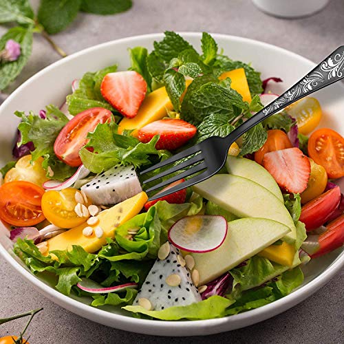 Black Silverware Set, Elegant Life 30-Piece Stainless Steel Flatware Cutlery Set, Knife Fork Spoon Flatware, Mirror Finish, Smooth Edge, Service for 6 (Black)