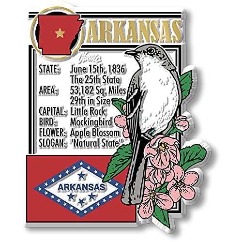 Imán decorativo Vintage de Arkansas 2.8 x 3.4 pulgadas