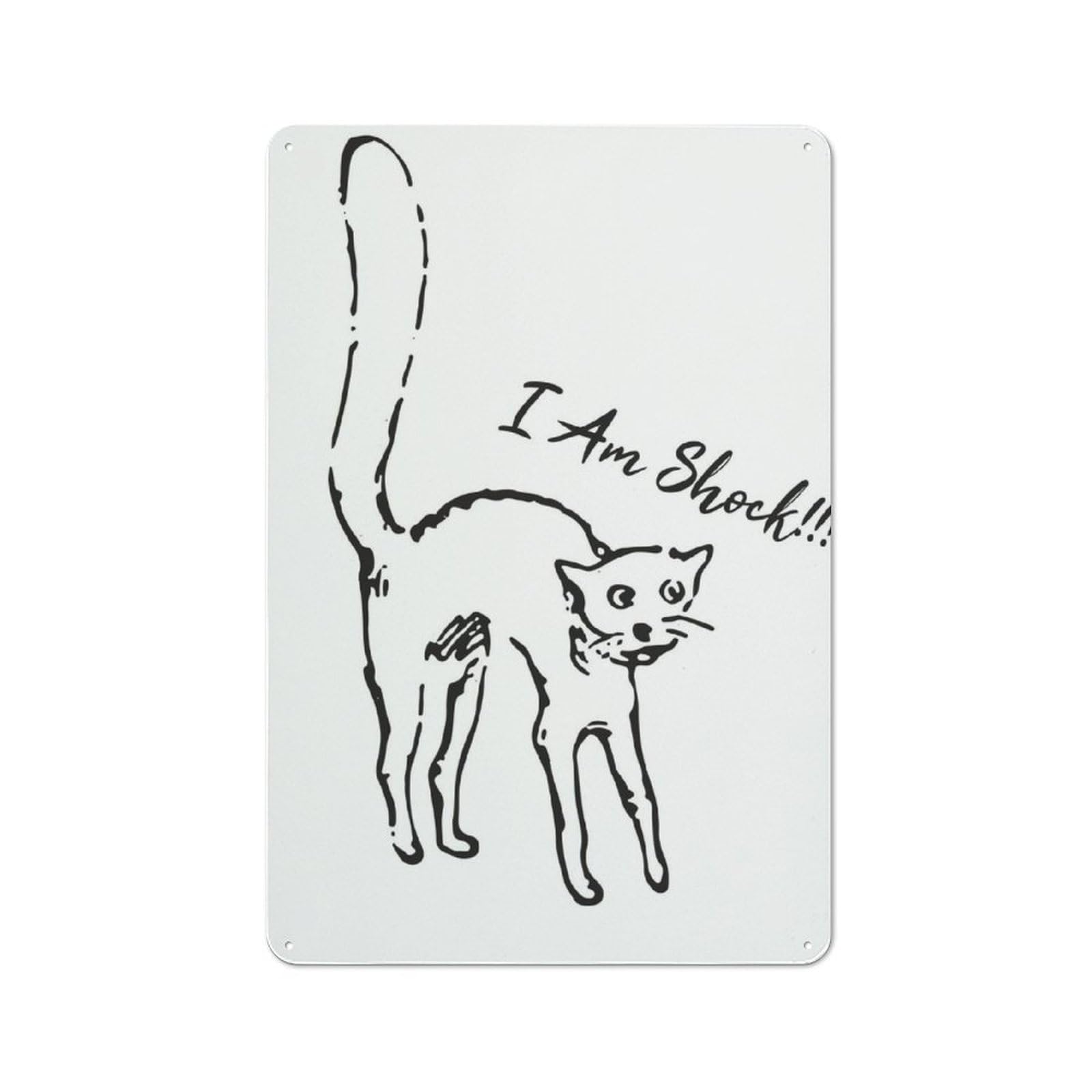Junmoney Shock A Cat Tin Wall Plaque 30X20cm, Rustic Cottage Wall Art For Dining Room, Cafe, Entryway Or Family Room