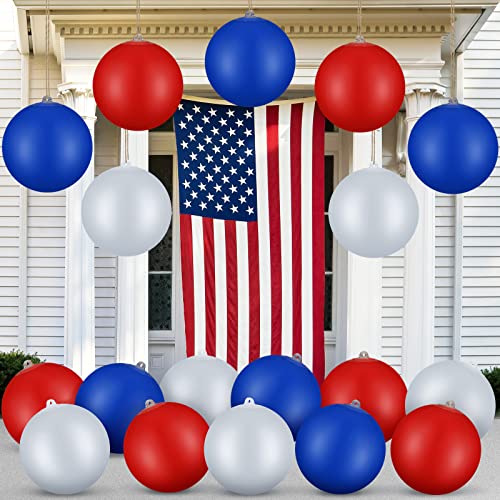 Maitys 16 Pcs 9 Inch 4Th Of July Inflatable Yard Decoration Outdoor Patriotic Inflatable Independence Day Blow Up Usa Memorial Day Inflatable Ball Hanging Inflatable For Lawn Garden Decorations #TOP11