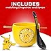 Silver Buffalo Pokemon Pikachu Electric Ceramic Ramen Noodle Rice Bowl with Chopsticks and Spoon, Microwave Safe, 20 Ounces