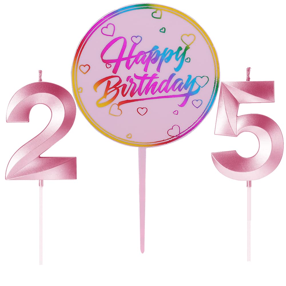 Bougies Dorées En Forme De Chiffre 25 Pour Anniversaire De Mariage, Anniversaire De Mariage - Bougies D'anniversaire Pour Gâteau D'anniversaire De Mariage