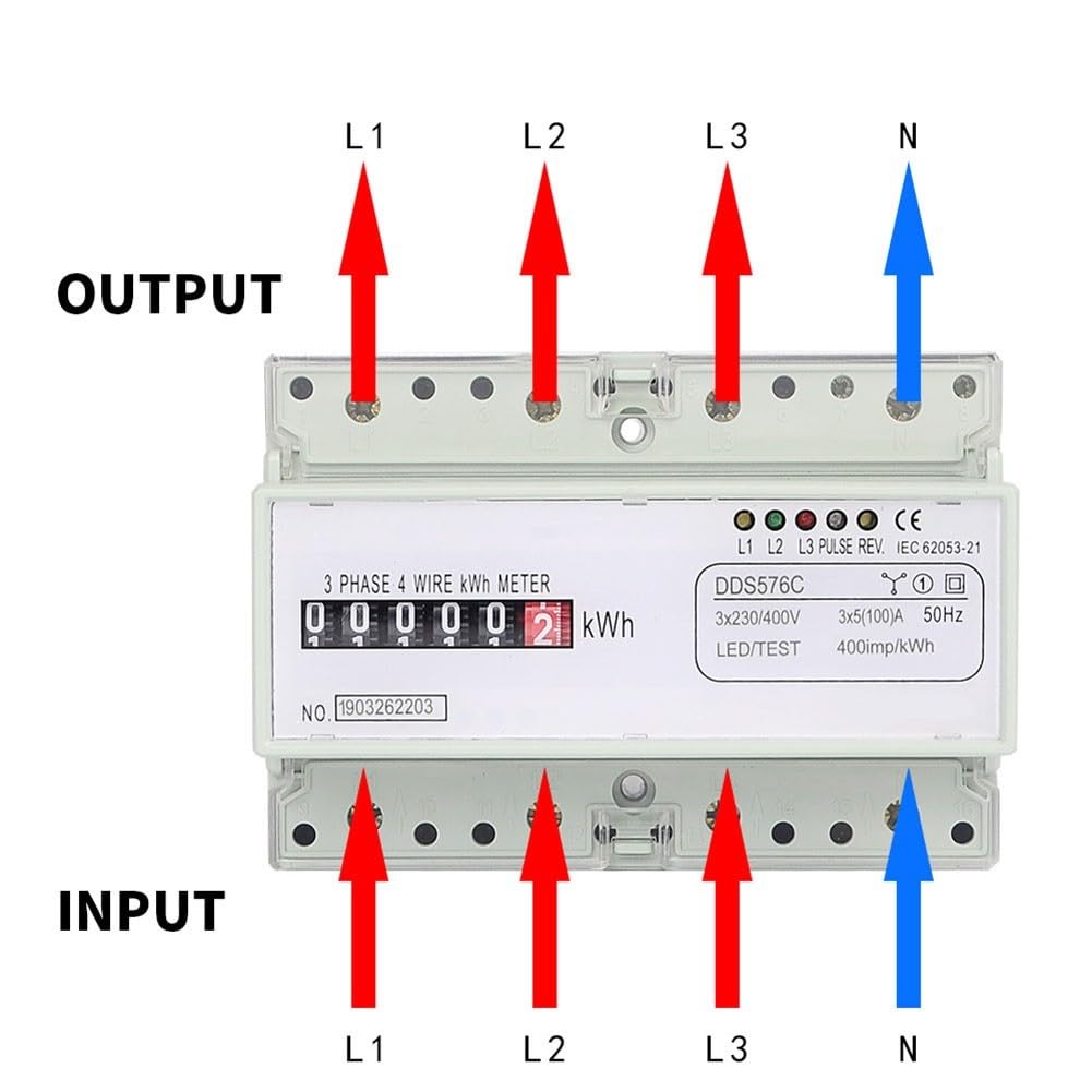 Misuratore di energia trifase a quattro fili DDS576C DIN Rail kWh Monitor 3x230/400V 5 (100) una precisione di classe per uso commerciale industriale